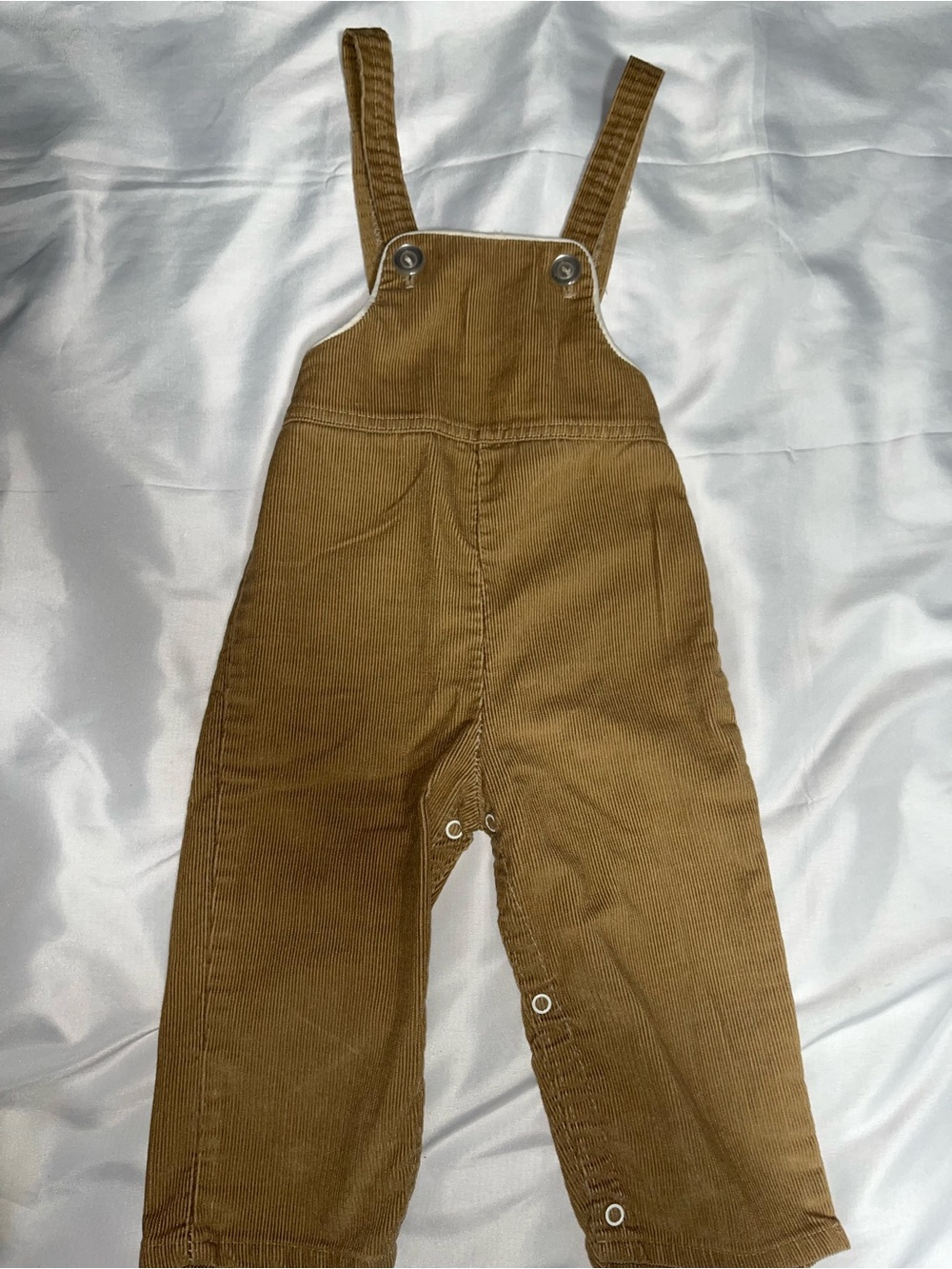 Vintage Infant Boy Tan Corduroy Overalls Bibs 24M Snap Button